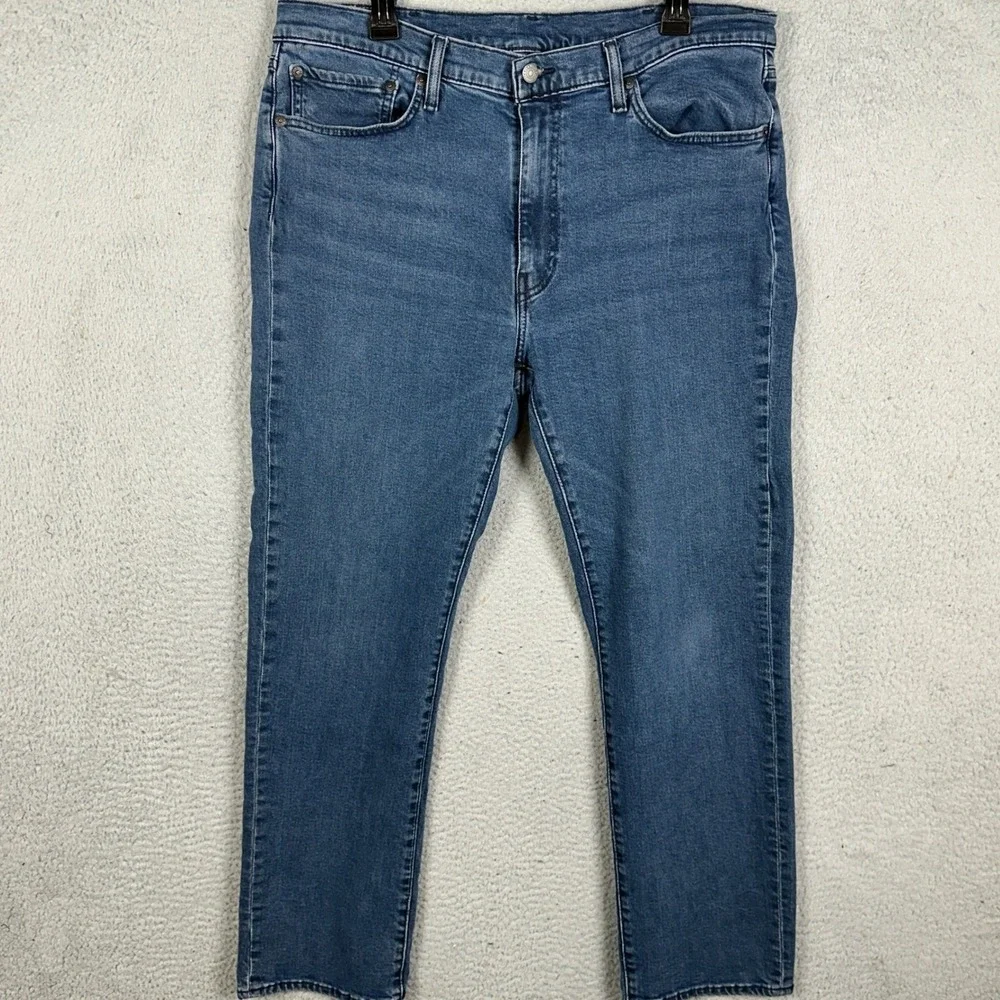 Levis 514 Premium Jeans Mens 38X30 Blue Straight Fit Whiskering 5 Pocket Denim